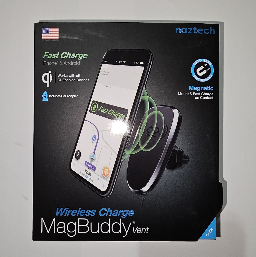 NAZTECH Magbuddy Wireless Car Charger VENT Mount Qi Magnetic 14533 NEW
